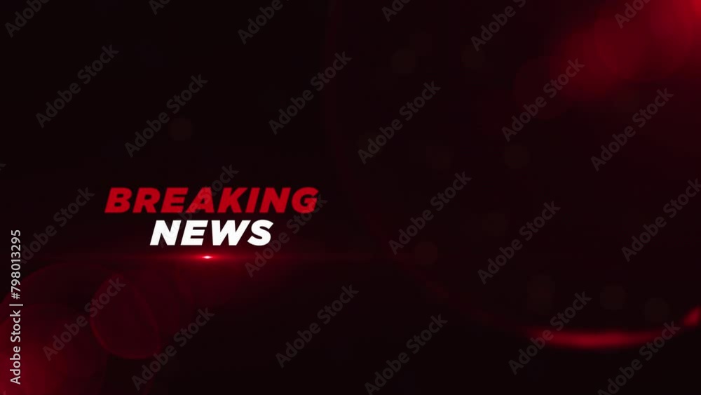 Poster red glowing shiny breaking news lettering with partial view of dotted globe earth world map motion v