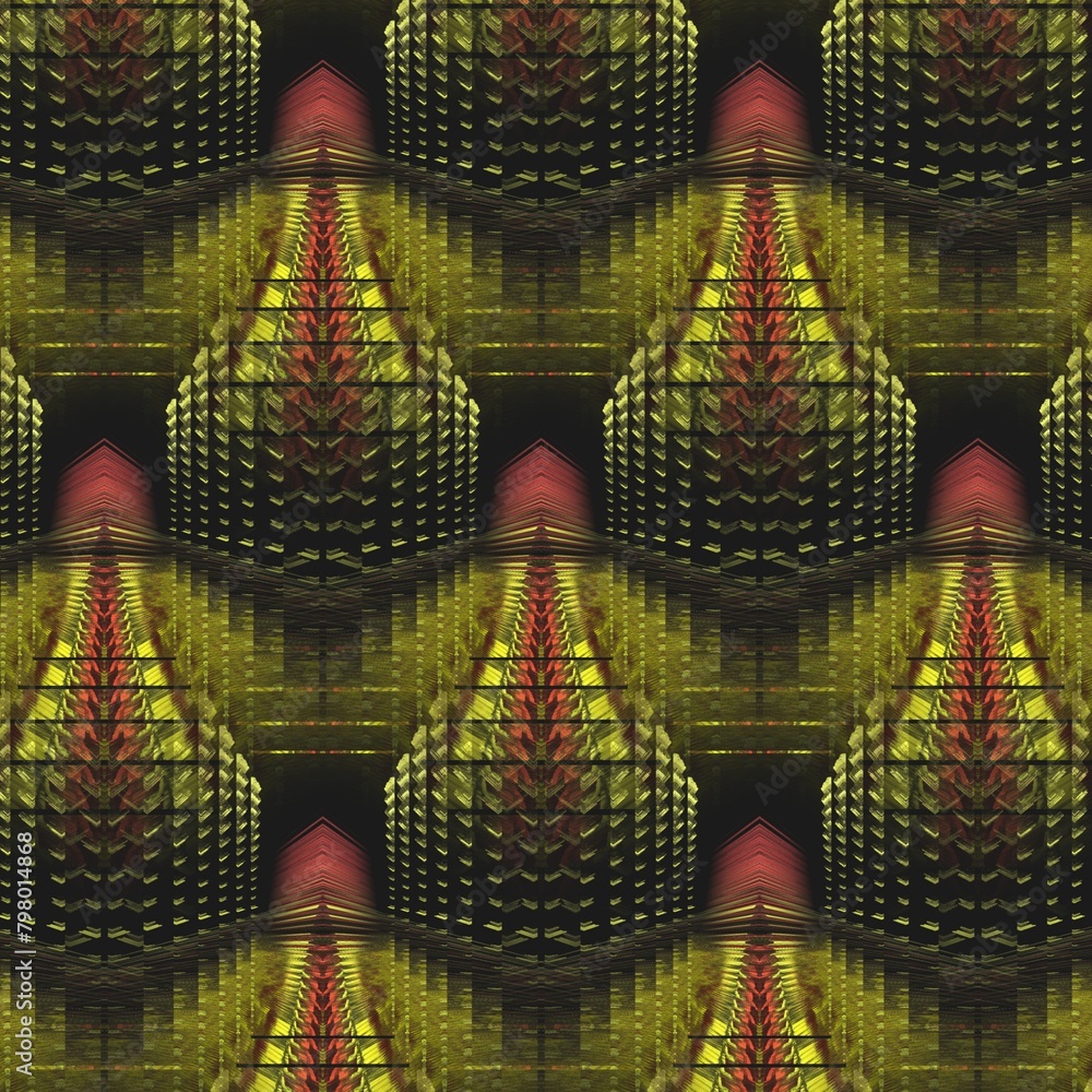 Aufkleber repeating yellow gold pattern and square format design on a black background