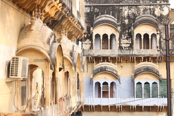 Close-up view of an arched window at Mehrangarh Fort, Jodhpur, Rajasthan, India