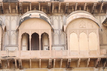 Close-up view of an arched window at Mehrangarh Fort, Jodhpur, Rajasthan, India