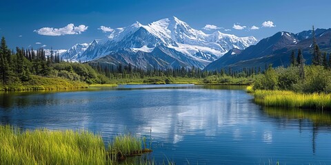 Fototapeta premium Breathtaking view in the mountains of Alaska
