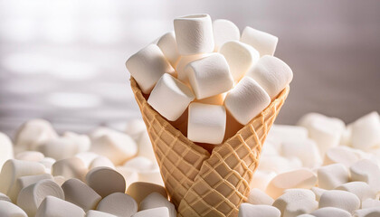 ice cream cone full of marshmallows