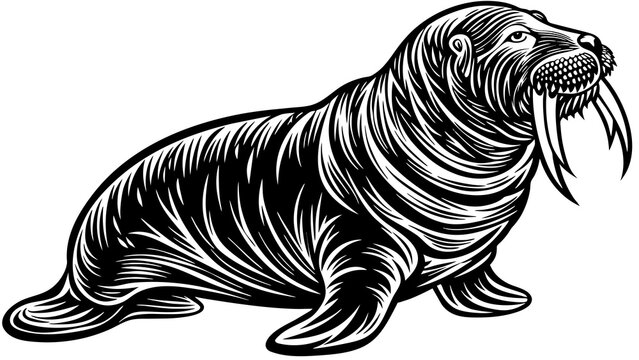 recommend clip art: walrus silhouette vector art illustration