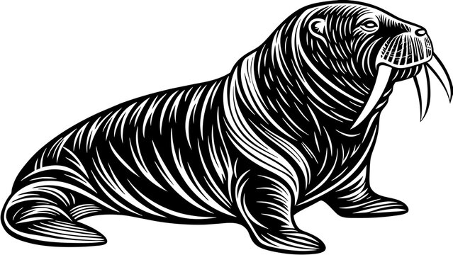 recommend clip art: walrus silhouette vector art illustration