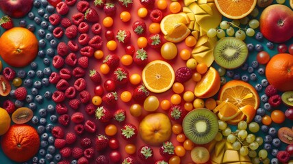 Colorful array of various fruits from above.