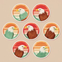 Circular Eagle Stickers showcasing striking images of eagles