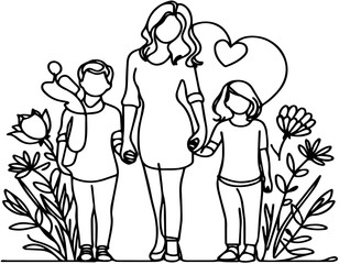 Mother And Son Silhouette Vector