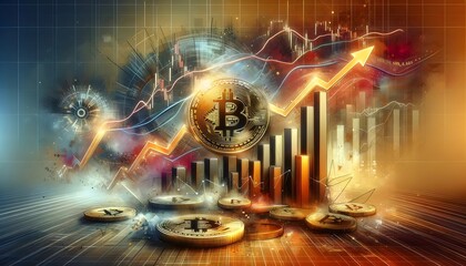 Dynamic Bitcoin Growth with Futuristic Digital Financial Visualization