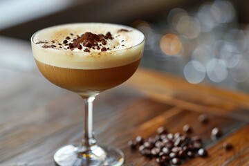 Decadent Coffee Cocktail with Cream and Beans