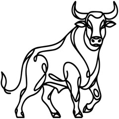 black and white bull. Vector Bull. A outline illustration
