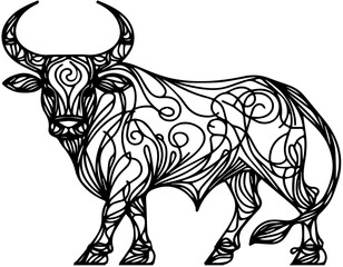 black and white bull