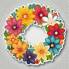 Circular Floral Wreath Stickers celebrating the joy