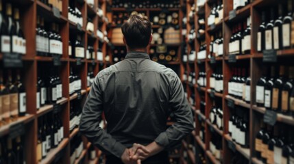 A Man Browsing the Wine Selection