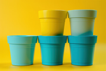 Eco-friendly flower pots made of recyclable plastic, promoting sustainability and environmental responsibility in gardening.

