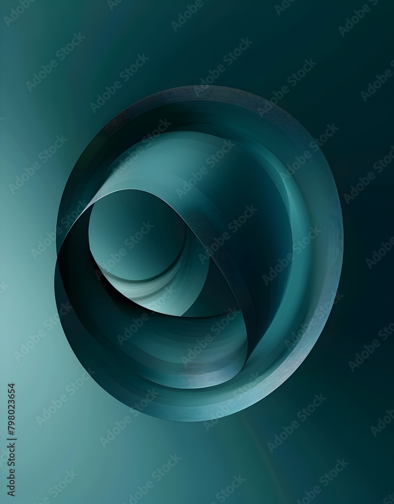 Poster abstract background with a teal gradient and swirling vector element in the shape of an oval or toru