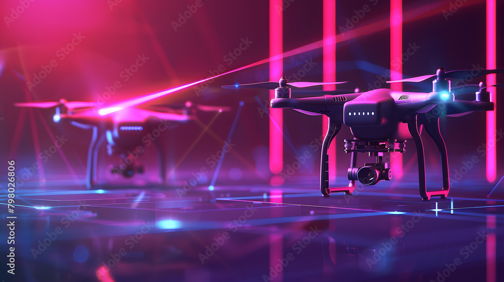 Aufkleber two drones. one in the foreground and another in the background