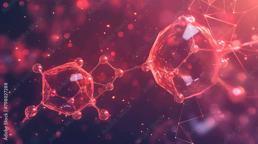 Poster two molecules. one in the foreground and another in the background