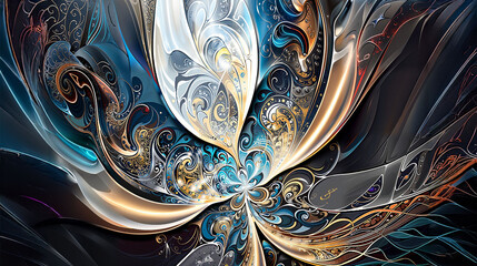 Ornate Abstract Swirls in Metallic Tones