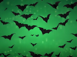 halloween background with bats, green screen - obrazy, fototapety, plakaty