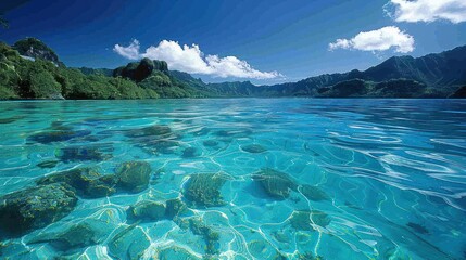 Beautiful lagoon with landscape valley