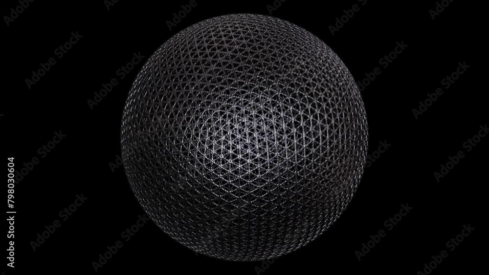 Aufkleber realistic looping 3d animation of the spinning composite carbon fiber wireframe sphere rendered in u