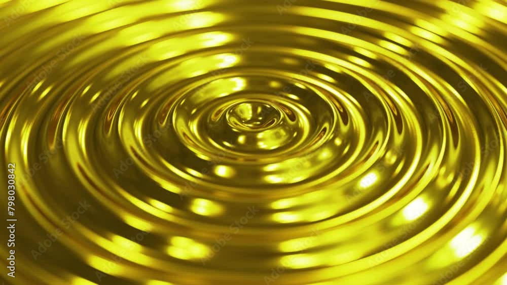 Poster realistic looping 3d animation of the waving textured liquid gold surface rendered in uhd