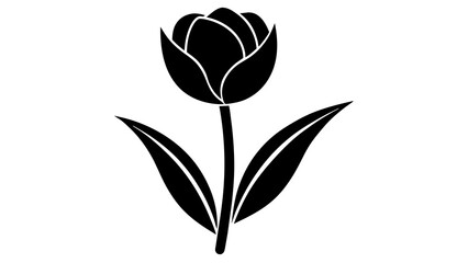 black and white tulip flower vector illustration