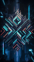  A captivating pixel art digital mosaic that embodies the essence of cyberpunk