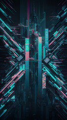  A captivating pixel art digital mosaic that embodies the essence of cyberpunk