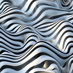Close up of a wavy surface with black and white stripes, suitable for abstract backgrounds