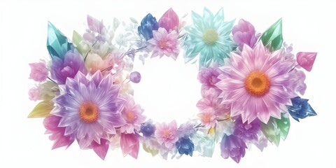 Flower wreath isolated on white background. Watercolor illustration.