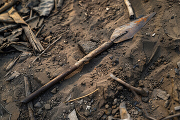 A javelin, its wooden shaft splintered and broken, cast aside amidst the wreckage of war.