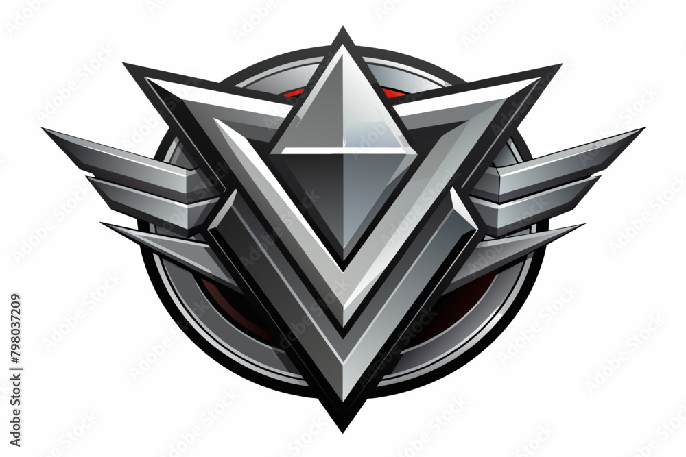 Poster conceptualize a futuristic logo using metallic gradient tones and vector design