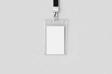 ID Card holder mockup with lanyard, vertical.