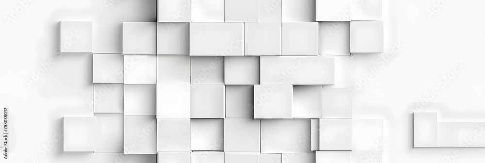 Poster random shifted white cube boxes block background wallpaper banner with copy space