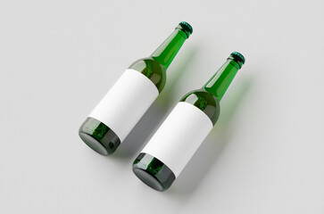 Green longneck beer bottle mockup with blank label.