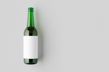 Green longneck beer bottle mockup with blank label, copyspace.