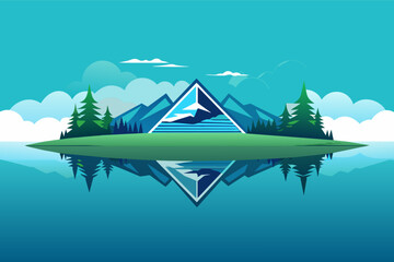 logo mockup appearing as a reflection in a tranquil pond