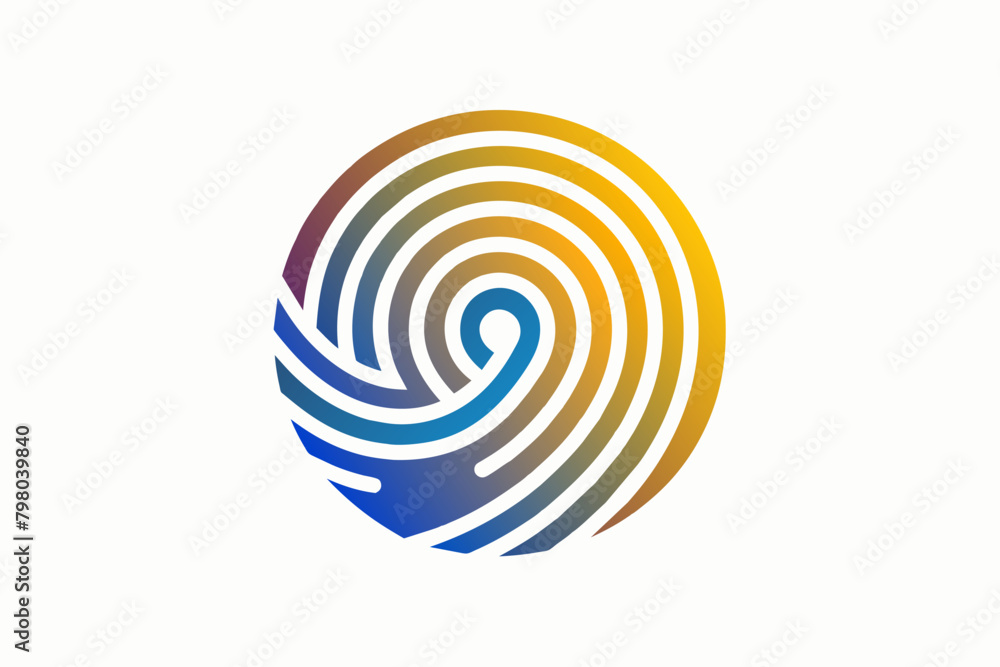Poster abstract logo reminiscent of a fingerprint, representing uniqueness and identity