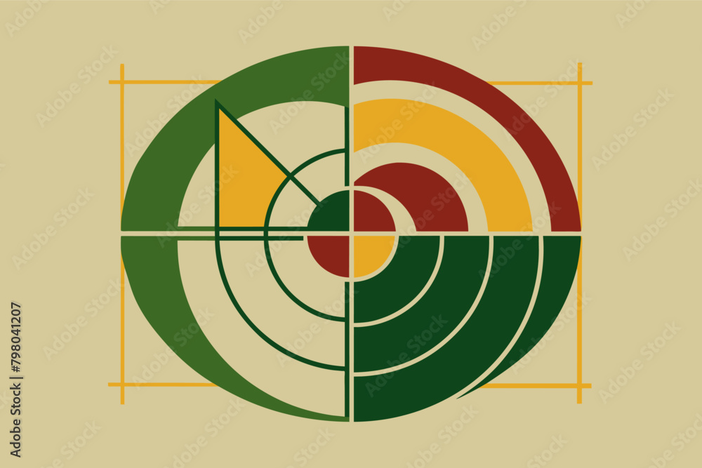 Poster abstract logo inspired by the Fibonacci sequence, conveying harmony and natural order