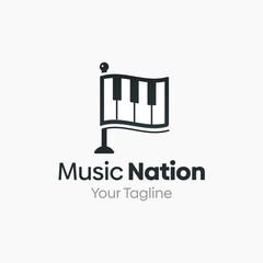 Illustration Vector Graphic Logo of Music Nation. Merging Concepts of a Music Melody and Flag Shape. Good for Education, Course, Learning, Academy etc
