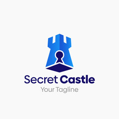 Illustration Vector Graphic Logo of  Secret Castle. Merging Concepts of a Padlock and Fort Castle. Good for Game, organization, group