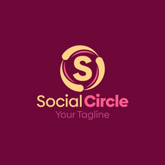 Illustration Vector Graphic Logo of Social Circle. Merging Concepts of a Letter S and Spin whirl Shape. Good for business, Community, company logo