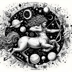 Sagittarius zodiac sign - obrazy, fototapety, plakaty