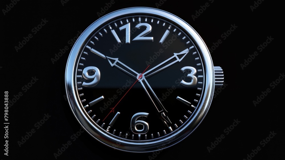 Poster detailed close up of a clock on a dark background, perfect for time management concepts
