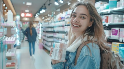 Woman Enjoying Supermarket Shopping