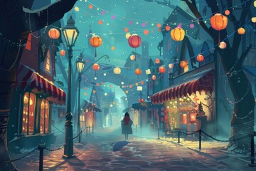 A person walking down a street at night. Ideal for urban lifestyle concepts.