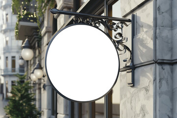 Mockup Blank Round Sign, Outdoor advertisement and promotion, Empty, Template, Transparent, cut out