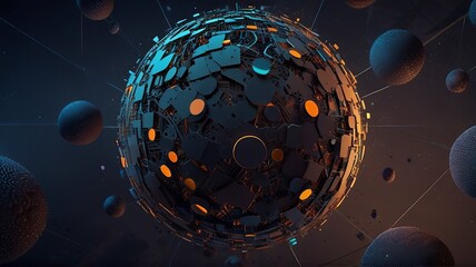 3d rendering of abstract technology digital background with glowing particles. Network connection structure.