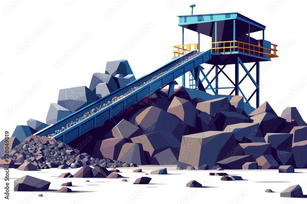 Poster A tower sitting on a large pile of rocks. Suitable for architecture or travel concepts